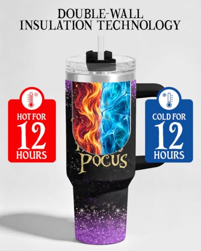 Three Witches 2 Glitter Tumbler with Handle - Halloween Spooky Lover Gift 40oz