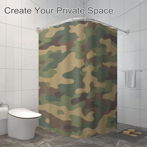 Moslion Green Camouflage Waterproof Bathroom Shower Curtain 72x72 Inches with Hooks - Variation of THIS listing