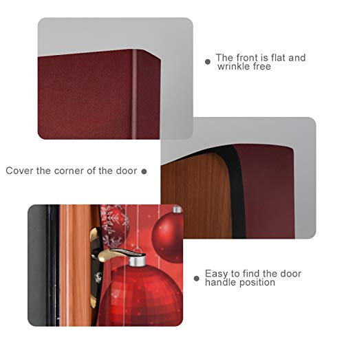 Door Cover Decoration 32 x 79 Inches - Festive Red Christmas Balls, Indoor Outdoor Porch Decor, Easy to Apply