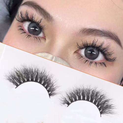 Sunniess 3D Faux Mink Eyelashes - Black + Pink, Wispy Fluffy Volume Lashes