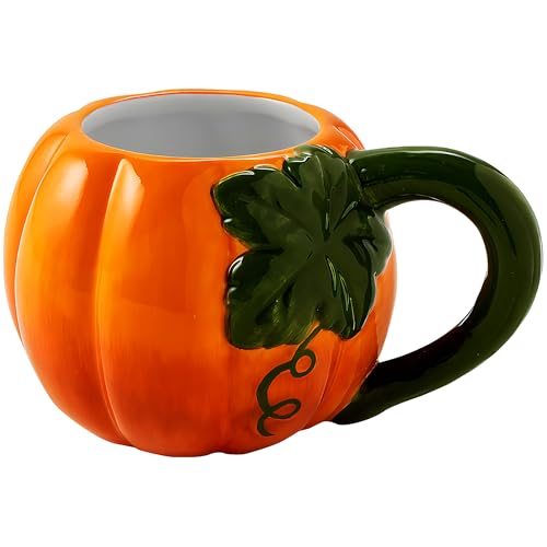 Pumpkin Shaped Ceramic Mugs Set of 4 - Fall Holiday Tableware