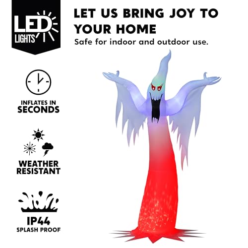 6 FT Tall Halloween Inflatable Ghost Yard Decor with Fire Flame Light