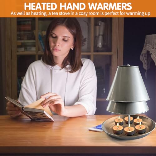 Double Walled Tea Light Candle Heater - Iron Room Decor & Warmth Source