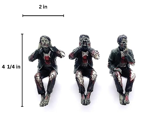 Zombie Figurines Shelf Sitters - See Hear Speak No Evil Horror Decor