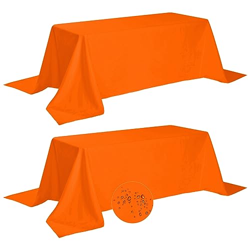 Waterproof Rectangle Tablecloth 2 Pack 90x156 Inch - Stain & Wrinkle Resistant Polyester - Orange Variation