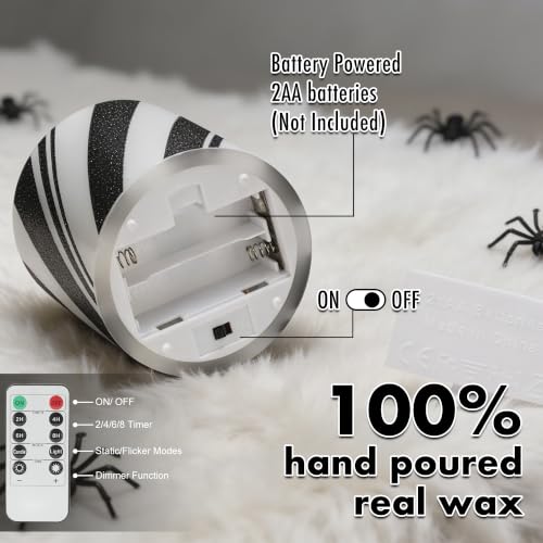 Halloween Flameless Candles with Real Wax & Timer - Black Stripes 3x3 Inch