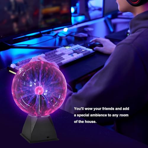 PowerTRC 8 Inch Plasma Globe Night Lamp - Interactive Touch & Sound Science Decor, USB Powered, Kids & Party Gift - Variation #3