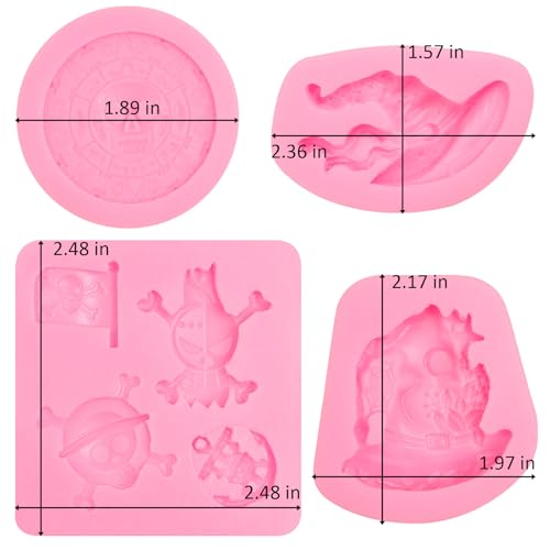 Pirate Silicone Mold Set for Halloween Crafts, 4 Pieces - Pink
