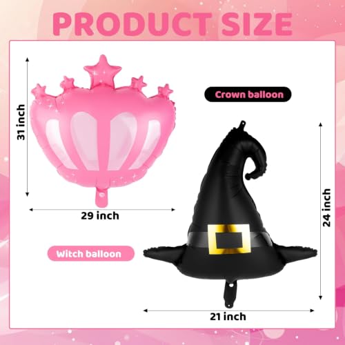 14Pcs Halloween Witch Hat and Crown Foil Balloons for Party Decor