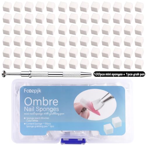 Ombre Nail Sponges with Grabbing Pen - 100 Mini Manicure Tools for Gradient & Aura Nail Art