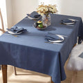 Linen Tablecloth 54x72 Inches - Classic Blue Textured Dining Cover
