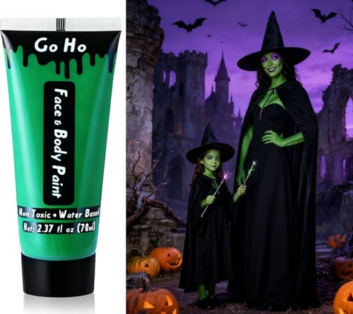 Green Face Body Paint Full Coverage for Witch Costume - Halloween Makeup
