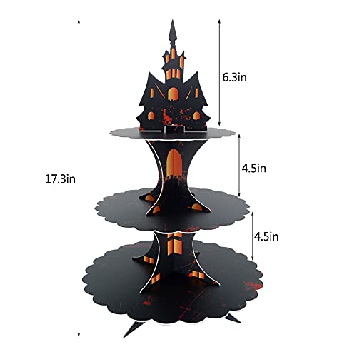 Castle 3-Tier Halloween Cupcake Stand - Gothic Tower Decorations, Variation of Castle