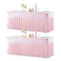 Pink Spandex Rectangle Tablecloth 6ft Pack - Elastic Fitted Cover with Skirt, 72x30 Inches, Pink