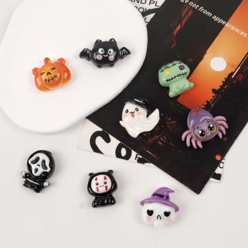 8 Pcs Halloween Refrigerator Magnets - Cute 3D Resin Ghost Pumpkins Bats