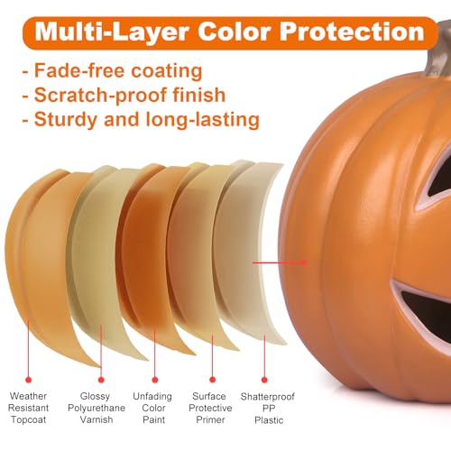 10-Inch Jack O Lantern Halloween Pumpkin Lantern Lighted Decor - R Variation