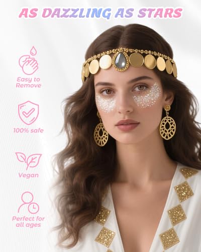 White Body Glitter Gel with Holographic Sequins - 6PCS