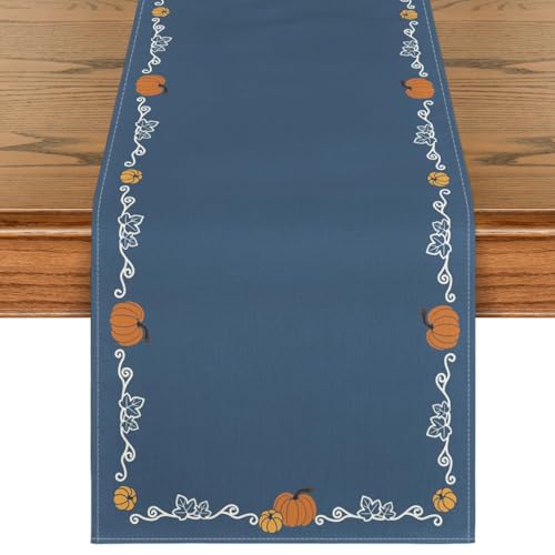 Blue 13x72 Inch Polyester Fall Table Runner for Home & Party Decor