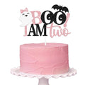 Halloween 2nd Birthday Cake Topper - Pink & Black Glitter Ghost Decor