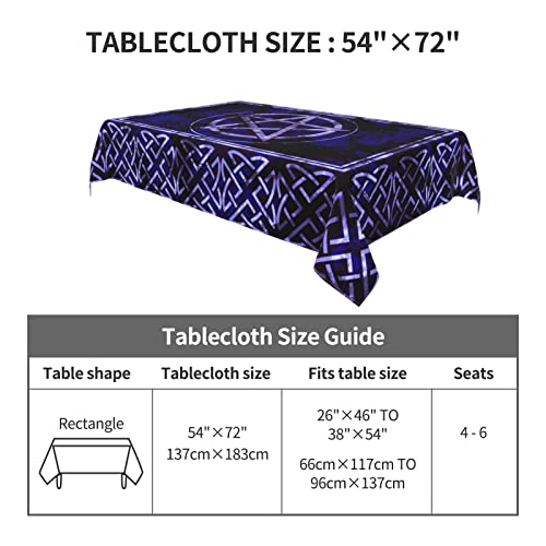 Wicca Pentagram Waterproof Picnic Tablecloth - 54x72 Inches, Black Variation