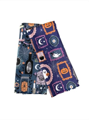 Trig Spooky Halloween Double Sided Microfiber Kitchen Towel Set - Highly Absorbent, Quick Dry, 2 Pack