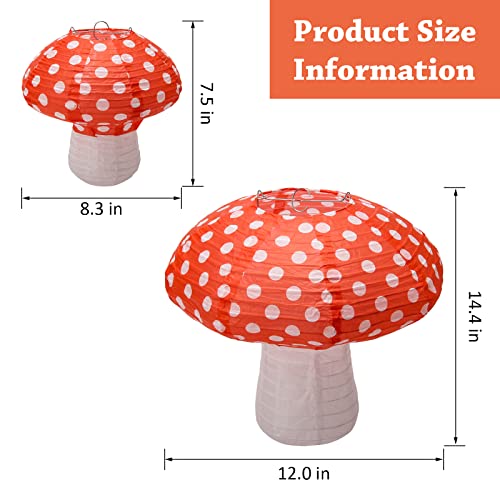 Orange Mushroom Paper Lanterns Set - 8 & 12 Inch Decor for Forest & Fairyland Parties