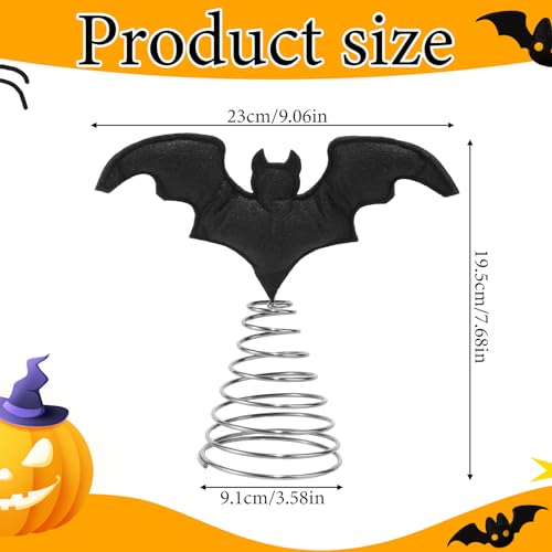 Halloween Bat Tree Topper - Gothic Black Miniature Holiday Decoration
