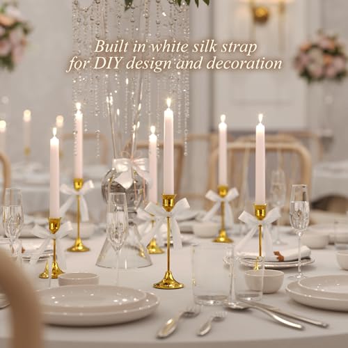Gold Candle Holders Set of 3 - Elegant Metal Taper Candleholders for Home & Events - Variation of THIS listing