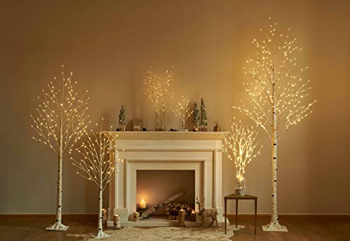 Lighted Easter Tree with Timer - White Birch 24 LED, 18-Inch Tabletop Holiday Decor