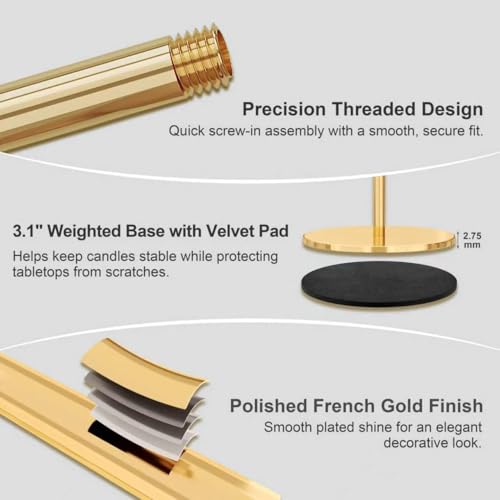 54-Piece French Gold Taper Candle Holders Set for Wedding & Party Decoration - Variation of THIS listing