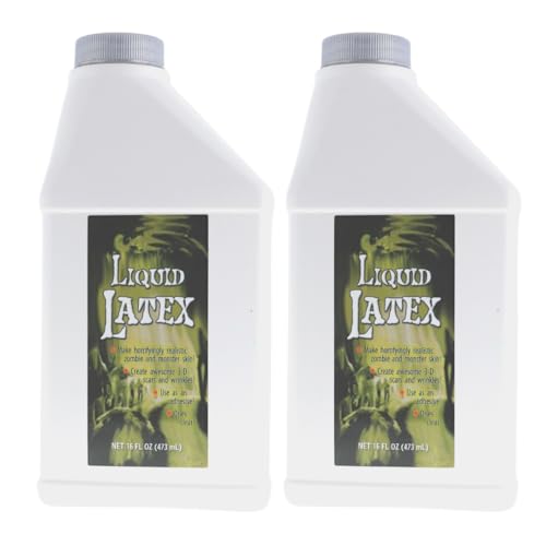 Liquid Latex for Special Effects 2 Pack Set 16 Oz Skin-Safe & Clear Dries Fast