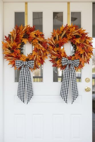 Black White Plaid Sash Set for Home Decor & Events - 2 Pack