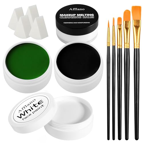 Oil-Based Face Paint Kit - Black White Green 3×50g for Halloween Cosplay Stage Makeup