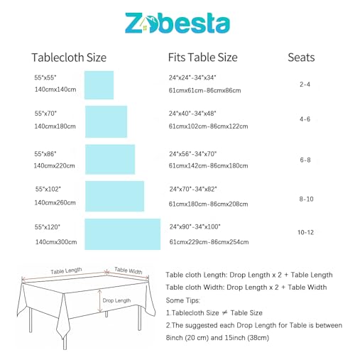 Vinyl Rectangular Tablecloth 55x70 Inch for Outdoor & Indoor Use - Beige