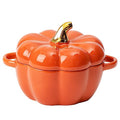Orange Pumpkin Dutch Oven Pot with Lid - Ceramic Casserole & Baking Dish