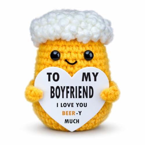 Boyfriend Easter Gift - Handmade Crochet Beer Ornament with Heart Message