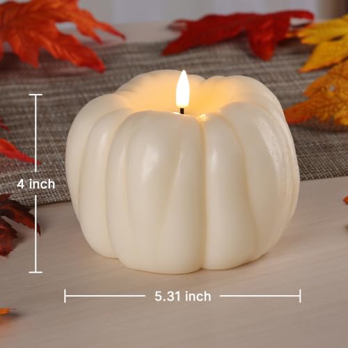 White Pumpkin Flameless Candle with Remote Control - Fall Halloween Decor