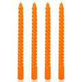 Orange Spiral Taper Candles - 4 Pack, 10 Inch Dripless & Smokeless for Home Decor