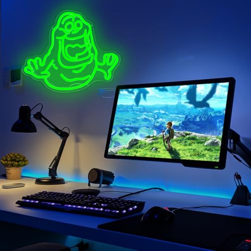 Slimer Neon Sign - Dimmable Green Ghost Wall Decor for Bedroom & Party