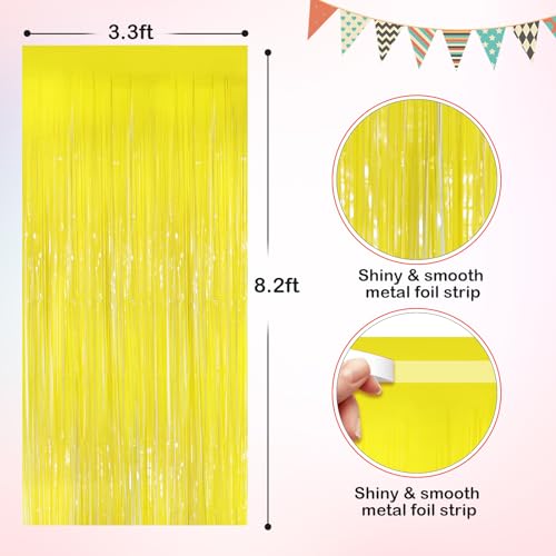 Yellow Tinsel Backdrop Foil Fringe Curtains - 2 Pack Party Decor
