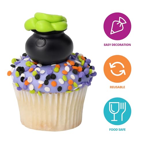Halloween Cauldron Cupcake Toppers - 24 Pack Food Safe Decorations