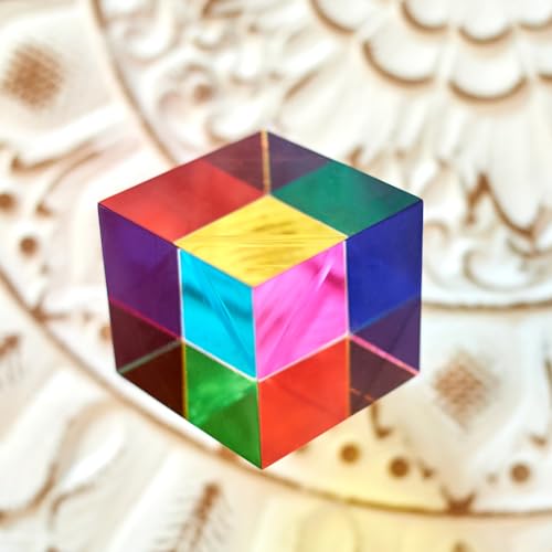 CMY Color Cube with Stand - 60mm Acrylic Optical Prism for Art & Photography