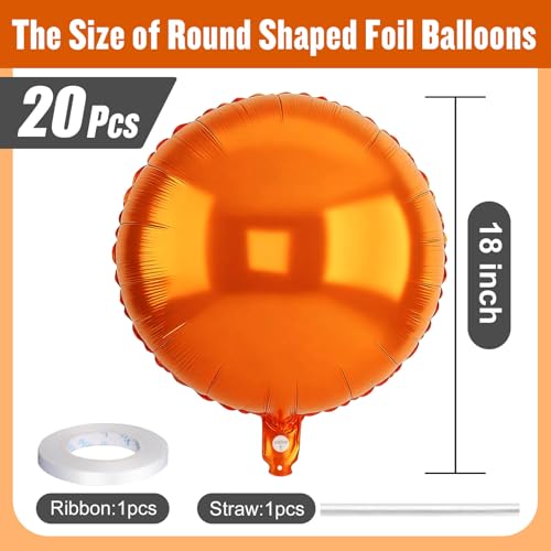 Orange 20pcs 18 Inch Round Foil Balloons Set for Party Decorations
