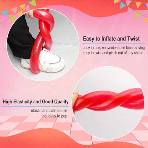 Long Balloons Red - 260 Pack for Party Decorations & Balloon Arch - Variation: Red