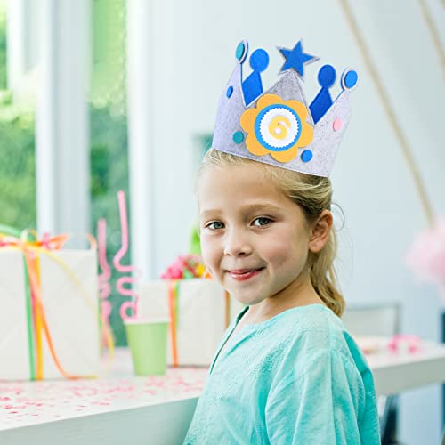 Blue Felt Children's Birthday Crown with Reusable Numbers - Party & Celebration