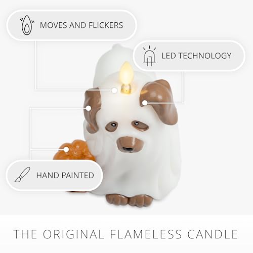Halloween Ghost Dog Flameless Flickering Candle - 4.1x6 Inches, Safe LED Decor