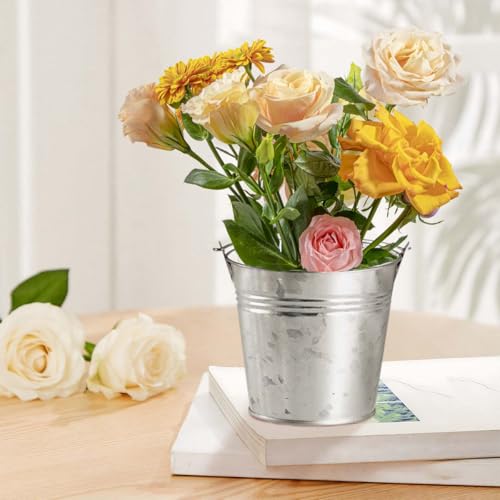 8 Pack Galvanized Metal Buckets with Handle - 5 x 3.5 Inch Rustic Plant, Party, Storage
