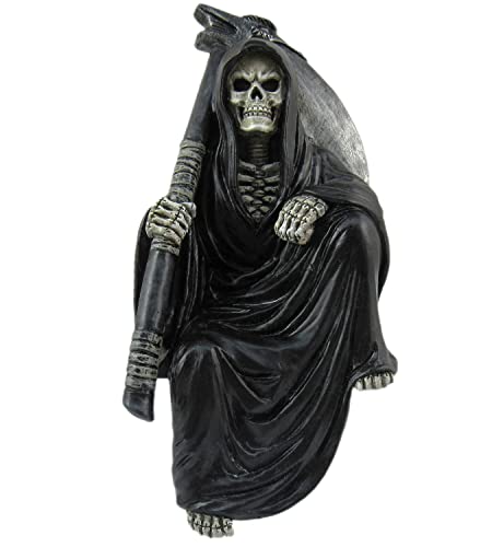 Grim Reaper Book Shelf Figurine - Skull Gothic Home & Office Decor