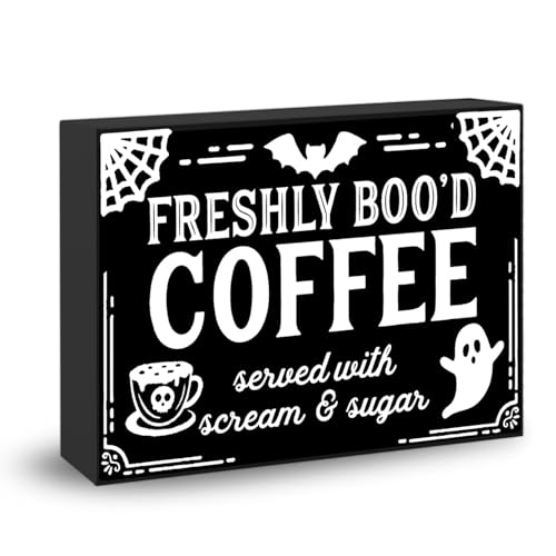 Halloween Wooden Sign Decor for Coffee Bar & Kitchen - Spooky Home Accent