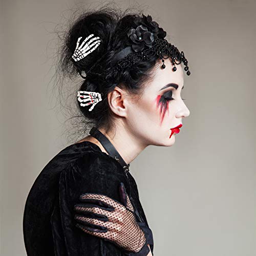 Skeleton Hands Hair Clips Set - Halloween Classic Color, 6 Pcs